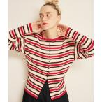 ニット セーター ストライプ組織前後2WAYニット/カーディガン レディース