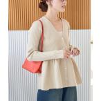 カーディガン 限定展開　ペプラム Vネック ボタン ニット カーディガン レディース