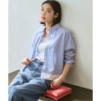 ブラウス シャツ CANCLINI レギュラーカラー ストライプ クロップドシャツ レディース