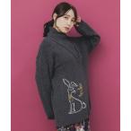 ショッピングIS ニット セーター 553277：うさぎ柄ニットチュニック レディース