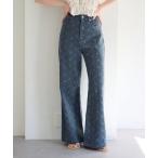 ショッピング綿100 ジーンズ デニム デニムパンツ 「2026SSカタログ/低身長サイズ/2サイズ展開/ウエスト調節可」フラワーエンブロイダリーデニム レディース