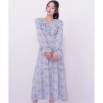 ワンピース 花柄ボリュームフリルワンピース