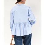 ブラウス シャツ パール釦ペプラムブラウス レディース