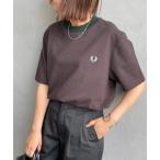 tシャツ 「WEB先行予約」「FRED PERRY/フレッドペリー」 ファインボーダー ワンポイントロゴ刺繍ショートスリーブTシャツ レディース メン