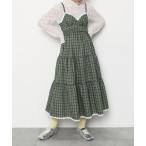 ショッピングミモレ丈 ワンピース チェック柄キャミワンピース