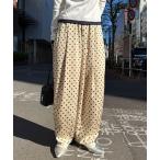 ショッピングサテン パンツ レースポケットドットサテンカーブパンツ レディース