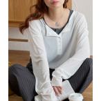 tシャツ 「anyway.シリーズ」フローティ シアー ヘンリーネック 2WAYトップス 「スマートウォッシュ」 レディース