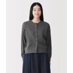 カーディガン 婦人　ワッフル編みクルーネック長袖カーディガン レディース