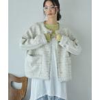 ジャケット ノーカラージャケット ドルマンツイードノーカラージャケット レディース