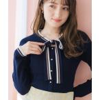 ショッピング新作 ニット セーター 2026春夏新作 マルチ配色ボウタイリブニット レディース