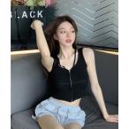  tube top bare top [26 год весна лето новый продукт ] передний Zip двойной ремешок ребра вязаный бюстье 
