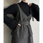 「junoah」 ノースリーブワンピース LARGE チャコール レディース