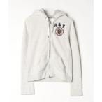 「Abercrombie&Fitch」 ワンポイントジップアップパーカー M グレー レディース