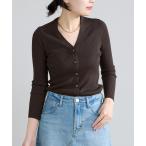 カーディガン 「新色/追加」ECO SPLASH リブVネックカーディガン レディース