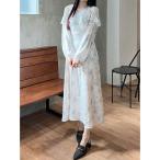 ワンピース ラッフルカラーパターンワンピース