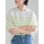 ニット セーター ボーダーボックスシルエットプルオーバー レディース