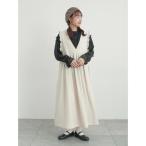 ショッピングジャンパースカート ワンピース 「Cross×Linen」肩フリル前後2WAYジャンパースカート