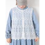 ブラウス シャツ 裾スカラップレースベスト レディース