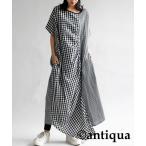 「antiqua」 半袖ワンピース FREE ブラック レディース