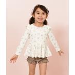 水着 スズラン柄肩フリルラッシュガード型水着BLUE80 キッズ 子供 女の子