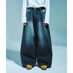 ジーンズ WIDE BAGGY RHINESTONE DENIM / ワイドバギーラインストーンデニム メンズ レディース