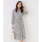 ワンピース 「手洗い可／日本製」幾何柄エレガントワンピース