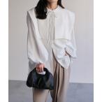 ブラウス シャツ ケープデザイン前開きリボンブラウス　取り外し可能・オケージョン対応 レディース