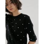 ニット セーター 「HEART」 eco ハーフスリーブハートジャガードニット「アンサンブル可能」 レディース