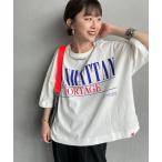 tシャツ 「WEB先行予約」「MANHATTAN PORTAGE/マンハッタンポーテージ」 別注 ショート丈 ロゴプリントTシャツ レディース