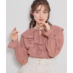 ブラウス シャツ 「着映え・洗える」ラメカットドビーフリルブラウス レディース