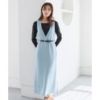 ショッピングミモレ丈 ジャンパースカート ベルトツキVネックジャンスカ646324