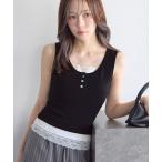 タンクトップ ノースリーブ レイヤードレースタンクトップ レディース