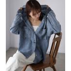 ブラウス シャツ 接触冷感フード付きテンセルデニムシャツ レディース