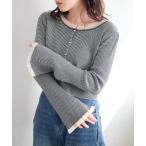 カーディガン 「無地＆ボーダー」パールボタンフリルカーディガン レディース