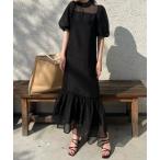 「junoah」 半袖ワンピース LARGE ブラック レディース