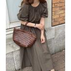 「LAUIR」 半袖ワンピース MEDIUM カーキ レディース