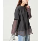 tシャツ 限定展開　シアー ストライプ レイヤード プルオーバー レディース