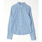 「Abercrombie&Fitch」 チェック柄長袖シャツ L ブルー メンズ