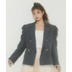 ジャケット テーラードジャケット パフスリーブレースジャケット レディース