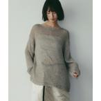 ニット セーター リネンコンメッシュプルオーバー レディース