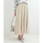 スカート 「洗濯機可/S-LL」縦ラインですっきり見せる スエードライクプリーツスカート