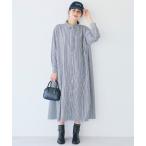 ワンピース ストライプボリュームシャツワンピース