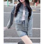 デニムジャケット gジャン ビジュー付Gジャン(セットアップ対応) レディース