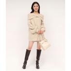 ワンピース ビッグリボンオフショルニットミニワンピース