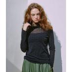 tシャツ シアーDOTハイネックトップス レディース