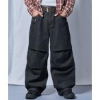  широкий брюки брюки WEB ограничение / выставить соответствует / tuck широкий Denim брюки / sqnz tucked denim pants мужской женский 