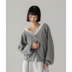 カーディガン レースドッキングＶカーディガン 654890 レディース