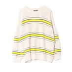 [HARE] окантовка рисунок длинный рукав вязаный S бежевый мужской 