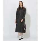 ワンピース サイド切替パイピングシャツワンピース