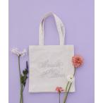 トートバッグ ブランドロゴ刺繍スクエアトートバッグ レディース